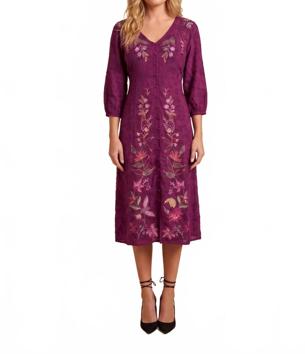NEW JOHNNY WAS penellope button front dress in magenta purple